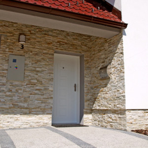 ADLO - Thermo-Au�enraumt�r Tesim, profilliert F553, T�roberfl�che Color RAL 9016