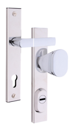 Sicherheitsbeschlag Rostex R1, Quadratisch, Chrom Edelstahl, Dr�cker - Ovalgriff