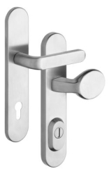 Schutzbeschlag Rostex RX1-50 RC3, Rund, Edelstahl matt, Massiv, Dr�cker - Tropfengriff