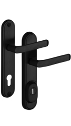 Schutzbeschlag Rostex R4 Decor Round RC4, Schwarz matt, Griff - Dr�cker