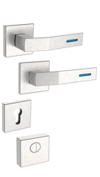 Sicherheits-Rosettenbeschlag Rostex R4/H MTL Finish, Quadratisch, Edelstahl matt, Luminoblau, f�r Serie Elite und Termo