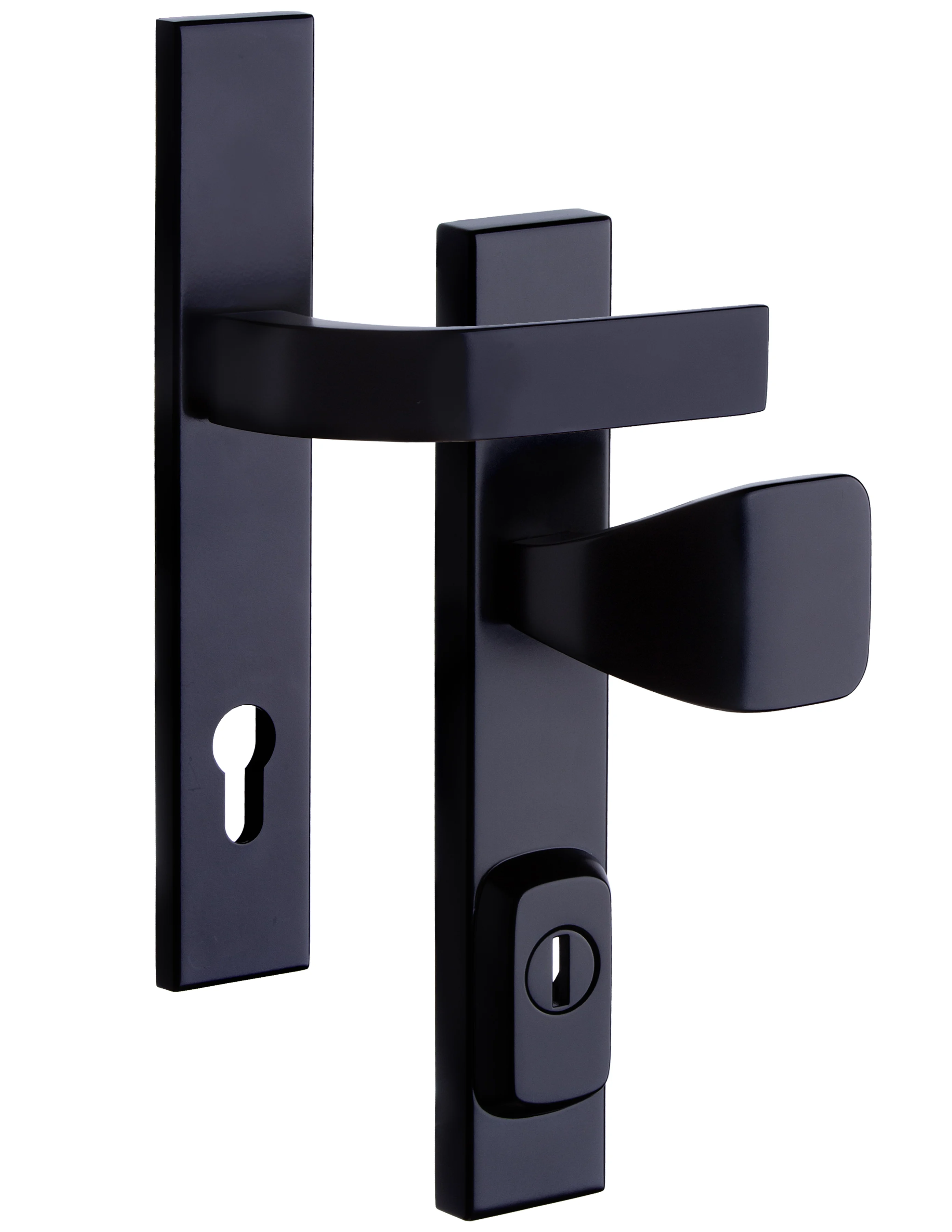 Schutzbeschlag Rostex RN1 Fondi, Quadratisch, Schwarz matt, Luminogr�n, Griff - Quadratischer Griff